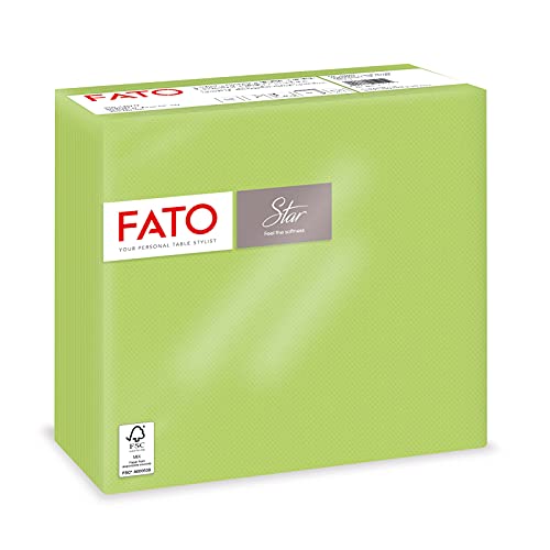 Fato, Einweg-Papierservietten, Weichheit und Flauschigkeit, 40er-Pack Servietten, Größe 38x38 gefaltet in 4 und 2 Lagen, Farbe Apfelgrün, 100% reines Zellulosepapier, FSC-zertifiziert von FATO
