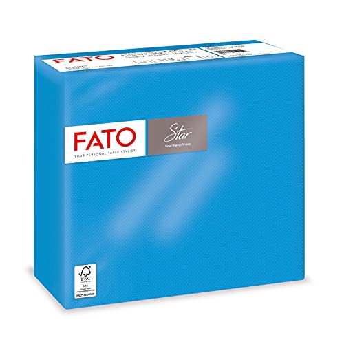 Fato, Einweg-Papierservietten, Weichheit und Flauschigkeit, 40er-Pack Servietten, Größe 38x38 gefaltet in 4 und 2 Lagen, Farbe Türkis, 100% reines Zellulosepapier, FSC-zertifiziert von FATO
