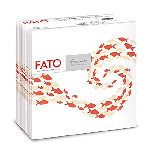 Fato - Trockene Papierservietten, Airlaid, Stoff-Effekt, 50er-Pack Servietten, Größe 40x40 gefaltet in 4, Design Coral Tide von FATO