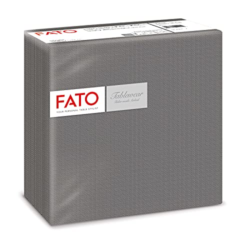 Fato - Trockene Papierservietten, Airlaid, Stoff-Effekt, 50er-Pack Servietten, Größe 40x40 gefaltet in 4, Farbton Titanium Black Design von FATO
