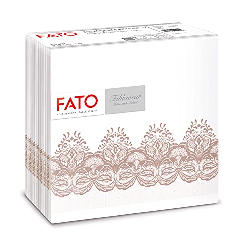 Fato - Trockene Papierservietten, Airlaid, Stoffeffekt, 50er-Pack Servietten, Größe 40x40 gefaltet in 4, Design Bombay Cappuccino von FATO