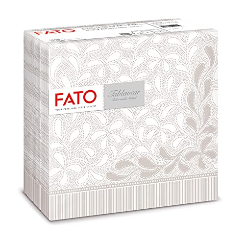 Fato - Trockene Papierservietten, Airlaid, Stoffeffekt, 50er-Pack Servietten, Größe 40x40 gefaltet in 4, Design Botanic Dust von FATO