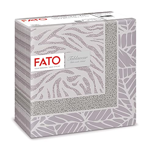 Fato - Trockene Papierservietten, Airlaid, Stoffeffekt, 50er-Pack Servietten, Größe 40x40 gefaltet in 4, Design Jungle Powder von FATO