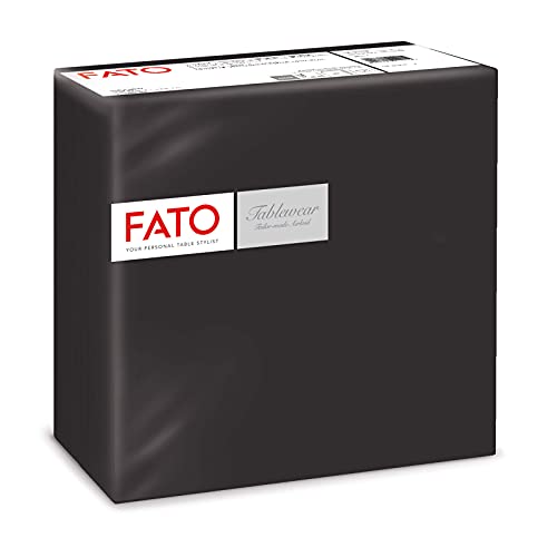 Fato - Trockene Papierservietten, Airlaid, Stoffeffekt, Packung mit 50 Servietten, Größe 40x40 gefaltet in 4, Farbe Schwarz von FATO