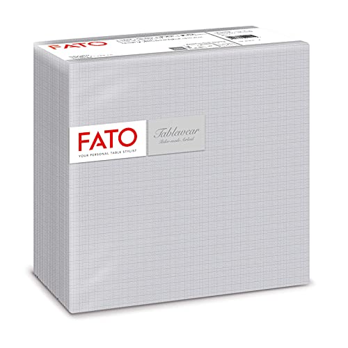 Fato - Trockene Papierservietten, Airlaid, Stoffeffekt, Packung mit 50 Servietten, Größe 40x40 gefaltet in 4, Farbe Silber von FATO