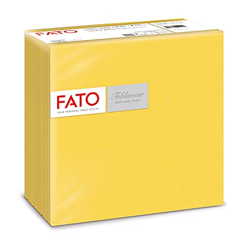 Fato - Trockene Papierservietten, Airlaid, Stoffeffekt, Packung mit 50 Servietten, Größe 40x40 gefaltet in 4, Farbe Yellow Shade von FATO