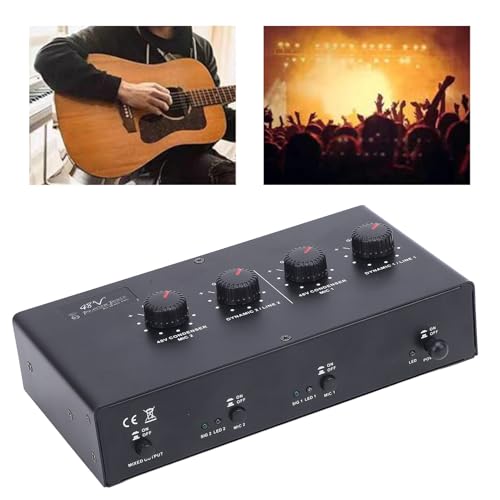 48 V Power MIC -Verstärker, Universal 2 Kanal 48 V Netzteil USB 5V DC Powered Doppeleingangsausgang für Dynamische Kondensator -Mikrofone -Gitarren mit BT -Verbindung mit Hoher 48 V Power MIC -Verstärker, Universal 2 Kanal 48 V Netzteil USB 5V DC Powered Doppeleingangsausgang für Dynamische Kondensator -Mikrofone -Gitarren mit BT -Verbindung mit Hoher von FAUOSWUK