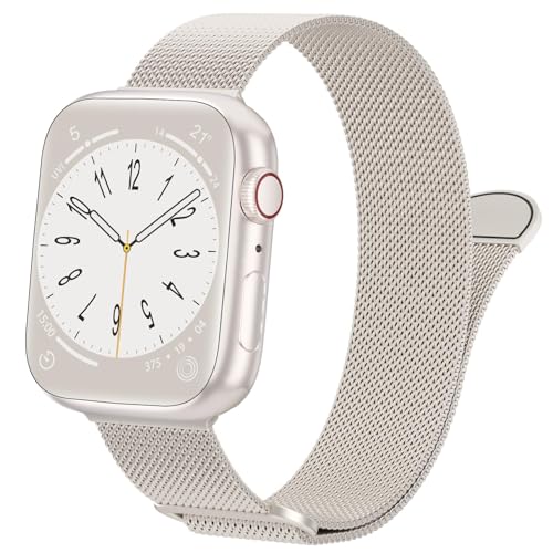 Kompatibel mit Apple Watch Armband 38mm 40mm 41mm 42mm für Damen Mann Metall für iWatch Series 10 9 8 7 6 5 4 3 Champagner Licht von FAWAJON