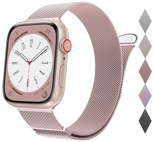 FAWAJON Kompatibel mit Apple Watch Armband 38mm 40mm 41mm für Frauen Männer Magnetisch Metall Edelstahl Ersatzarmband Armbänder für iWatch Armband Ultra 2/1 Series 9 8 7 6 5 4 3 2 1 SE, Rosa von FAWAJON