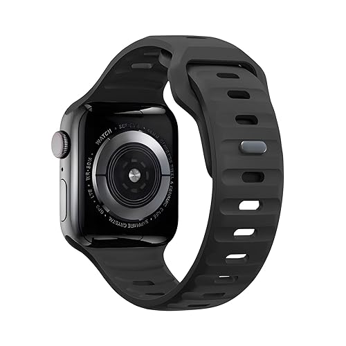 FAWAJON Kompatibel mit Apple Watch Armband 42mm 44mm 45mm 49mm für Frauen männer, Silikon Fitness Sport Ersatzarmband Armbänder für iWatch Armband Ultra 2/1 Series 9 8 7 6 5 4 3 2 1 SE, Schwarz von FAWAJON