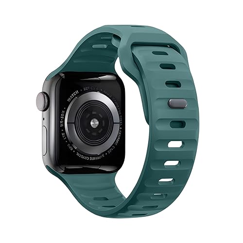 FAWAJON Kompatibel mit Apple Watch Armband 42mm 44mm 45mm 49mm für Frauen männer, Silikon Fitness Sport Ersatzarmband Armbänder für iWatch Ultra 2/1 Series 9 8 7 6 5 4 3 2 1 SE, Grün von FAWAJON