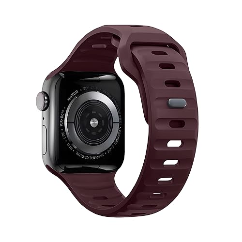 Kompatibel mit Apple Watch Armband 38mm 40mm 41mm 42mm für frauen männer, Silikon Fitness Sport Ersatzarmband Armbänder für iWatch Armband iWatch Series 10 9 8 7 6 5 4 3 2 1 SE, Burgunderrot von FAWAJON