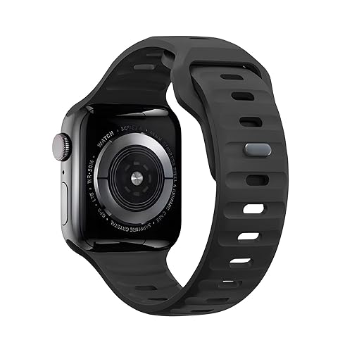 Kompatibel mit Apple Watch Armband 38mm 40mm 41mm 42mm für frauen männer, Silikon Fitness Sport Ersatzarmband Armbänder für iWatch Armband iWatch Series 10 9 8 7 6 5 4 3 2 1 SE, Schwarz von FAWAJON