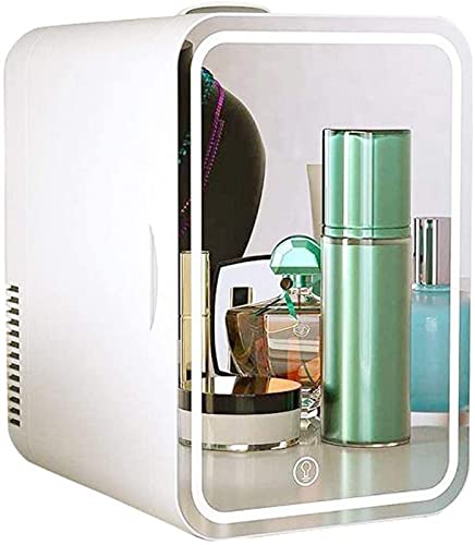FBITE Autokühlschrank Mini-Schönheitskühlschrank, dimmbarer LED-Schminkspiegel + Hautpflegekühlschrank, tragbarer 8-Liter-Autokühlschrank, kann zum Kühlen und Heizen verwendet von FBITE