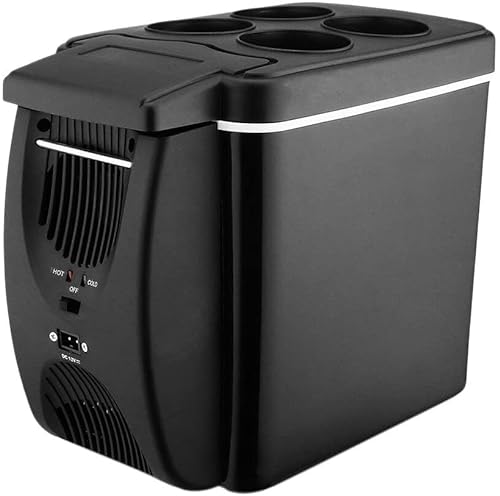 FBITE Mini-Kühlschrank 12 V 45 W 6 l Mini-Kühlschrank 2 in 1 freistehender, geräuscharmer Auto-Kühlschrank-Wärmer, tragbar, kompatibel mit Autos, Zuhause, Camping von FBITE