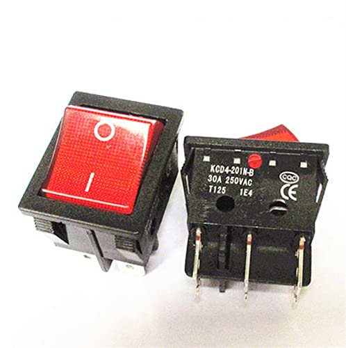 Wippschalter KCD4, speziell for Schweißgerät, 30 A, 250 V, Hochstrom, 22 x 29 rotes Kupfer, Wippschalter, 4-poliger Knopf, elektrisches Zubehör Elektronischer Schalter (Color : 1pcs 6pin Red) von FBITE