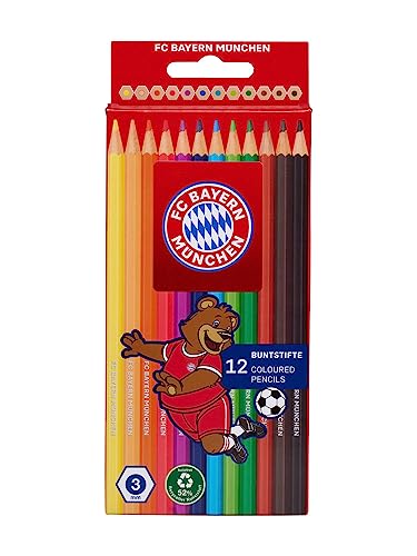 FC Bayern München Buntstifte 12er Set Stifte Farbstifte - Plus gratis 1 x FCB Autogrammkarte unserer Wahl von FC Bayern München