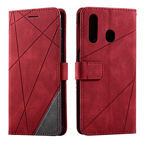 FCAXTIC Hülle Kompatibel mit Galaxy A20 / Galaxy A30, Brieftasche PU Leder Stoßfeste Schutzhülle, Flip Handyhülle für Samsung Galaxy A20 / Galaxy A30 / Galaxy M10S, Rot von FCAXTIC