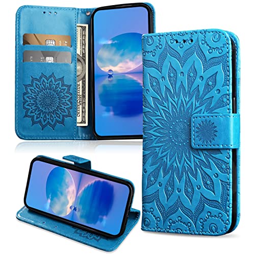 FCAXTIC Hülle Kompatibel mit Huawei Honor X7A, Magnet PU Leder Tasche Flip Schutzhülle, Brieftasche Klappbar Hülle für Huawei Honor X7A, Blau von FCAXTIC