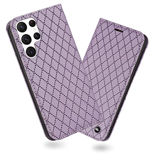 FCAXTIC Hülle für Galaxy S22 Ultra, Brieftasche Klapphülle Kompatibel mit Samsung Galaxy S22 Ultra, Stoßfeste Schutzhülle PU Lederhülle, Violett von FCAXTIC