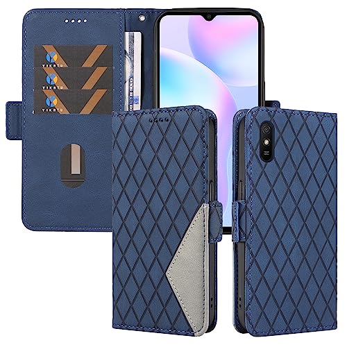 FCAXTIC Hülle für Xiaomi Redmi 9A, Klappbar PU Leder Flip Handyhülle, Brieftasche Schutzhülle Klapphülle für Redmi 9A, Blau von FCAXTIC