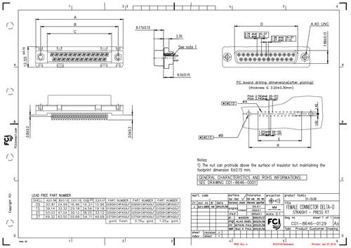 FCI D15S91C6PX00LF D-SUB Steckverbinder Tray von FCI