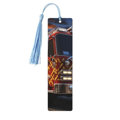 Feuerwehr-Lesezeichen, Holz-Lesezeichen für Buchliebhaber, handgefertigtes Holz-Lesezeichen mit Quaste, Lesezeichen, Ornament, Geschenkanhänger, Etiketten für Basteldekorationen von FCTVASDM