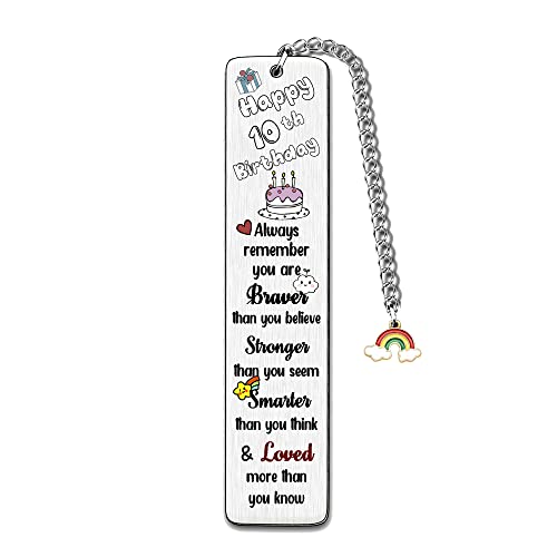 Bookmarks Birthday Gifts Inspirational Son Daughter Encouragement Happy 10th Birthday Present Personalized Book Lover Birth Day Rainbow Keepsakes for Brother Sister Friends Niece Nephew Bestie (10th) von FCZIVA