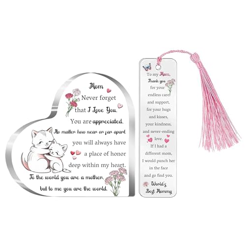 Muttertagsgeschenk, 2-teiliges Set, Acryl-Herz-Plaketten, Lesezeichen, Frauen, Geschenk, Mama, Schreibtischschilder, Weihnachten, Geburtstag für sie, Erntedankfest, Neujahr, Mutter, Seitenmarkierungen Muttertagsgeschenk, 2-teiliges Set, Acryl-Herz-Plaketten, Lesezeichen, Frauen, Geschenk, Mama, Schreibtischschilder, Weihnachten, Geburtstag für sie, Erntedankfest, Neujahr, Mutter, Seitenmarkierungen von FCZIVA