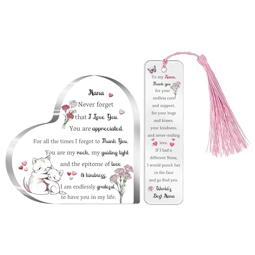 Oma Gifts Muttertagsgeschenk, 2-teiliges Set, Acryl-Herz-Plaketten, Lesezeichen, Frauen, Geschenk, Oma Schreibtischschilder, Weihnachten, Geburtstag, für sie, Erntedankfest, Neujahr, Großmutter Oma Gifts Muttertagsgeschenk, 2-teiliges Set, Acryl-Herz-Plaketten, Lesezeichen, Frauen, Geschenk, Oma Schreibtischschilder, Weihnachten, Geburtstag, für sie, Erntedankfest, Neujahr, Großmutter von FCZIVA