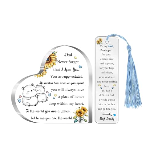 Vatertagsgeschenk, 2-teiliges Set, Acryl-Herz-Plaketten, Lesezeichen, Frauen, Geschenk, Papa, Schreibtischschilder, Weihnachten, Geburtstag, für Ihn, Erntedankfest, Neujahr, Seitenmarkierungen Vatertagsgeschenk, 2-teiliges Set, Acryl-Herz-Plaketten, Lesezeichen, Frauen, Geschenk, Papa, Schreibtischschilder, Weihnachten, Geburtstag, für Ihn, Erntedankfest, Neujahr, Seitenmarkierungen von FCZIVA