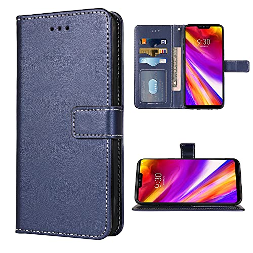 FDCWTSH Kompatibel mit LG G7 ThinQ Wallet Case Handschlaufe Lanyard Leder Flip Cover Kartenhalter Handy Hüllen für LGG7 One G 7 Plus LG7 Fit LG7ThinQ 7G Thin Q G7+ G7thinq LGG7thinq Blau von FDCWTSH