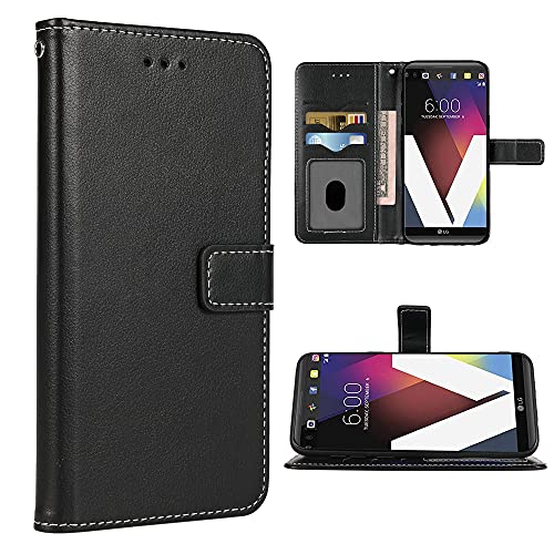 FDCWTSH Kompatibel mit LG V20 Wallet Case Handschlaufe Lanyard Leder Flip Cover Kartenhalter Ständer Handy Brieftasche Kreditkartenfach Handy Hüllen für LGV20 LG20 V 20 Damen Herren Schwarz von FDCWTSH