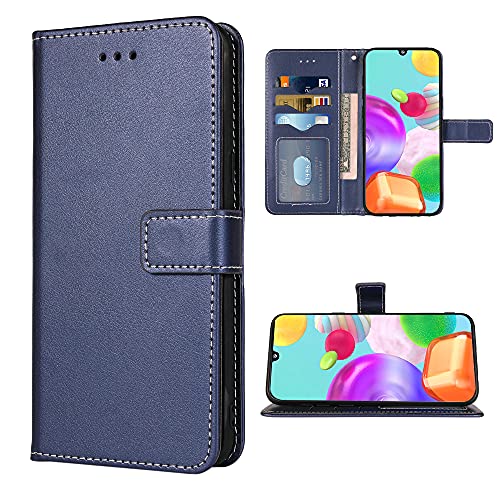 FDCWTSH Kompatibel mit Samsung Galaxy A41 Wallet Case Handschlaufe Lanyard Leder Flip Cover Kartenhalter Ständer Handy Zubehör für Glaxay A 41 4G Gaxaly 41A Damen Herren Blau von FDCWTSH