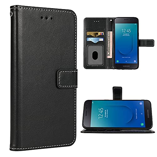 FDCWTSH Kompatibel mit Samsung Galaxy J2 Pure J2 Core J 2 Dash 2J Shine Wallet Case Handschlaufe Lanyard Flip Cover Kartenhalter Handy Hüllen für J2Core J2Dash J2Pure J2Shine SM-J260A J260A Schwarz von FDCWTSH