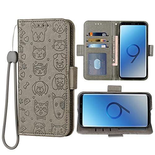 FDCWTSH Schutzhülle für Asus ROG Phone 3, mit Handgelenkschlaufe, Lederklappe, Kartenhalter, Ständer, Handy-Zubehör, Geldbörse, Kreditkarte, Ausweis, für Damen und Herren, Grau von FDCWTSH