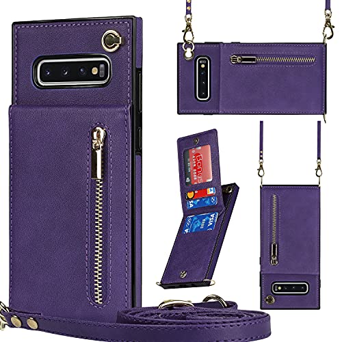 Schutzhülle für Samsung Galaxy S10, Brieftaschen-Schutzhülle mit Umhängeband, Leder, Kartenhalter, Klappetui, Schlüsselband, Ständer, Kreditkartenfächer, Magnetverschluss, Handyzubehör, S 10 Edge 10S Schutzhülle für Samsung Galaxy S10, Brieftaschen-Schutzhülle mit Umhängeband, Leder, Kartenhalter, Klappetui, Schlüsselband, Ständer, Kreditkartenfächer, Magnetverschluss, Handyzubehör, S 10 Edge 10S von FDCWTSH