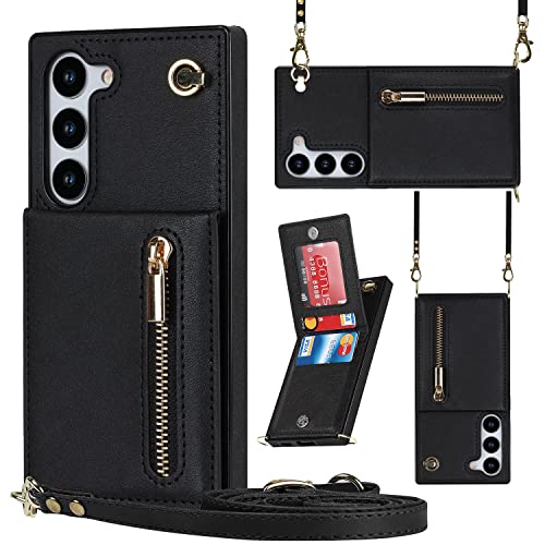 Handyhülle für Samsung Galaxy S21 Plus S21+ 5G Wallet Cover mit Crossbody Strap Leder Kartenhalter Flip Cases Kreditkartenfächer Magnetverschluss Ständer Cell S21+5G S21plus 21S + S 21 21+ G5 Mädchen von FDCWTSH