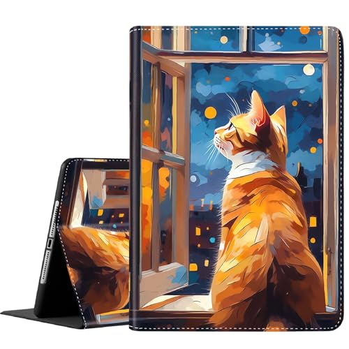 Schutzhülle für Samsung Galaxy Tab A9 Plus 11 Zoll Tablet [SM-X210/X216/X218], schlanke Klappständer Abdeckung mit automatischer Wake/Sleep-Funktion für Galaxy Tab A9+ 11 2023, Sternennachtkatze von FDHHKJUKO