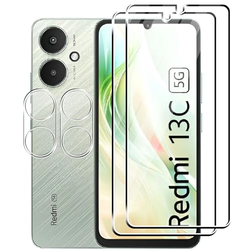 FDHYFGDY [2+2 Stück Schutzfolie für Xiaomi Redmi 13C 5G Panzerglas,2 Stück Schutzglasfolie + 2 Stück Kameraschutz,HD Displayschutzfolie,9H Härte Schutzglas von FDHYFGDY