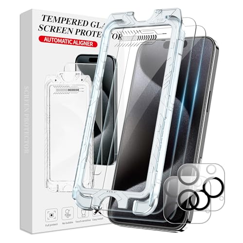 FDHYFGDY 2+2 Stück für iPhone 16 Pro Max Panzerglas,2 Stück Schutzfolie + 2 Stück Kameraschutzfolie, [Kein Staub Keine Blasen] Displayschutzfolie für iPhone 16 Pro Max Folie von FDHYFGDY