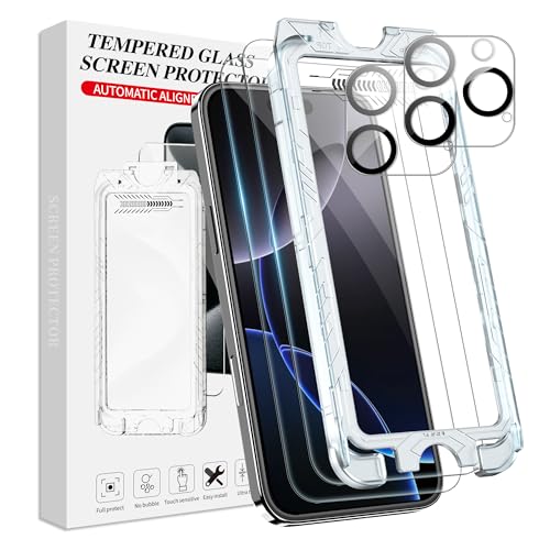 FDHYFGDY 2+2 Stück für iPhone 16 Pro Panzerglas,2 Stück Schutzfolie + 2 Stück Kameraschutzfolie, [Kein Staub Keine Blasen] Displayschutzfolie für iPhone 16 Pro Folie von FDHYFGDY