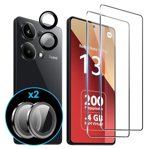 FDHYFGDY 2 Stück für Xiaomi Redmi Note 13 Pro 4G/Poco M6 Pro 4G Schutzfolie für Panzerglas, 2 Stück Kameraglasfolie, 9H-Härte, kratzfester und blasenfreier Displayschutz von FDHYFGDY