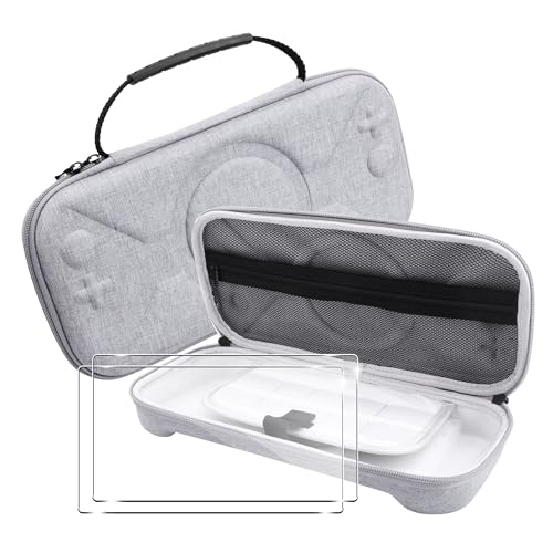 FDHYFGDY Hülle für Nintendo Switch 2 + 2X Schutzfolie, [Stoßfest] Harte Schutzhülle Handheld Tasche Case, Tragetasche für NS Switch 2, Reisefreundlich-Grau von FDHYFGDY