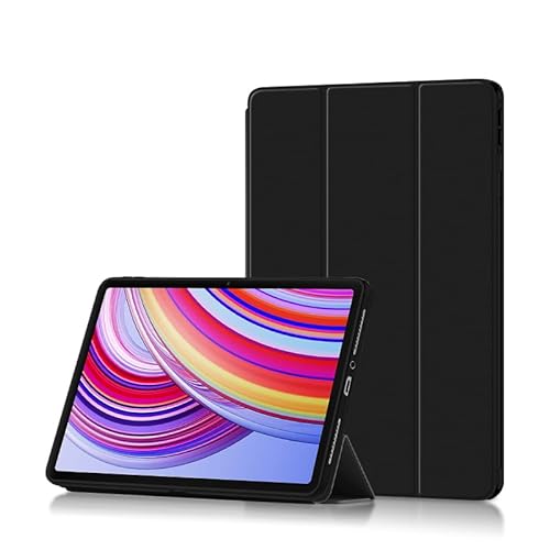 FDHYFGDY Hülle für Xiaomi Redmi Pad Pro/Poco Pad Schutzhülle, Neues PU Leder Case Dreifach Falt Klapp Schutzhülle mit Auto Schlaf/Wach Funktion - Schwarz von FDHYFGDY