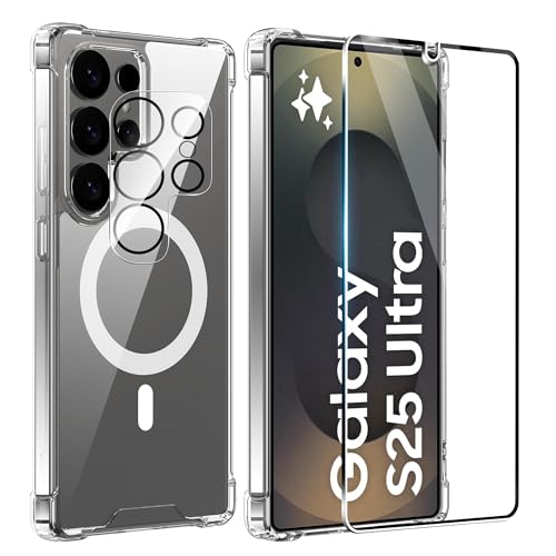 FDHYFGDY Magnetisch Hülle für Samsung Galaxy S25 Ultra, 3-in-1-Set Handyhülle für Samsung S25 Ultra Case Rundumschutz Schutzhülle Cover,1 Handyhülle & 1 Schutzfolie & 1 Kameraschutz - Transparent FDHYFGDY Magnetisch Hülle für Samsung Galaxy S25 Ultra, 3-in-1-Set Handyhülle für Samsung S25 Ultra Case Rundumschutz Schutzhülle Cover,1 Handyhülle & 1 Schutzfolie & 1 Kameraschutz - Transparent von FDHYFGDY