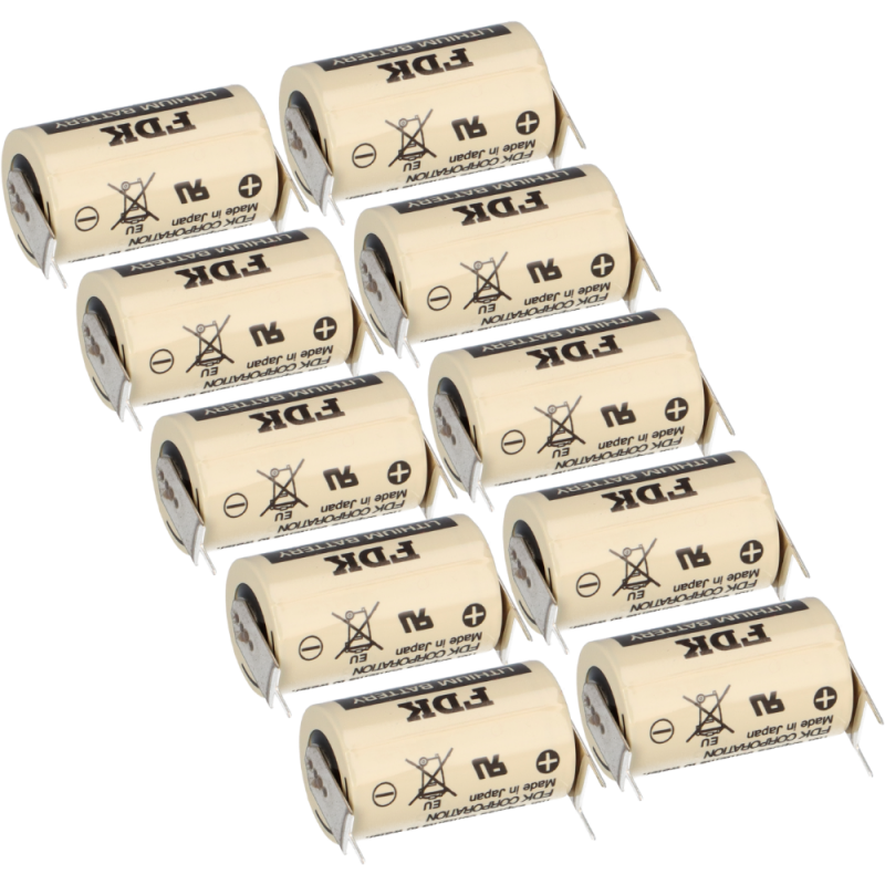 10x FDK Lithium 3V Batterie CR 14250SE-FT1 1/2AA - Zelle 2/1 pin ++/- Rastermaß: 7,5mm von FDK (ehemals Sanyo)