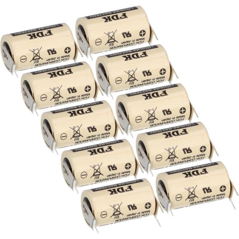 10x FDK Lithium 3V Batterie CR 14250SE-FT1 1/2AA - Zelle 2/1 pin ++/- Rastermaß: 7,5mm von FDK (ehemals Sanyo)