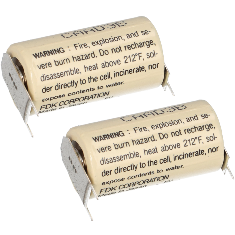 2x FDK Lithium 3V Batterie CR 17335SE 2/3A - Zelle 2/1 pin ++/- von FDK (ehemals Sanyo)