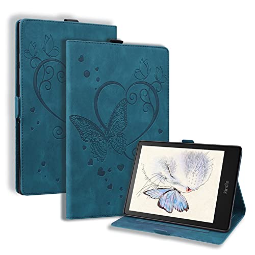 Amazon Kindle Paperwhite 5 2021 6.8 Inch | Compatible With 11Th Generation (2021 Release) Embossed Leather Funda Kindle Paperwhite Signature Edition Ereader,Blue,Butterfly,Paperwhite 11Th 2021 von FDPEISHI